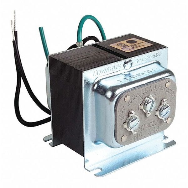 Edwards Signaling Class 2 Transformer, 20 VA @ 8V AC, 30 VA @ 16V AC, 30 VA @ 24 V AC, Not Rated, Not Rated, 120V AC - 598