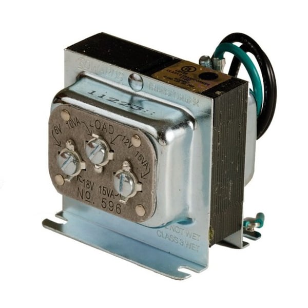 Edwards Signaling Class 2 Transformer, 10 VA @ 6V AC, 15 VA @ 12V AC, 15 VA @ 18V AC, Not Rated, Not Rated, 120V AC - 596