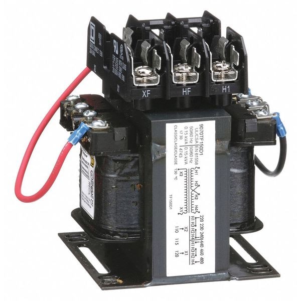 Square D Control Transformer, 150 VA, Not Rated, 55°C, 120V AC, 240/480V AC - 9070TF150D1