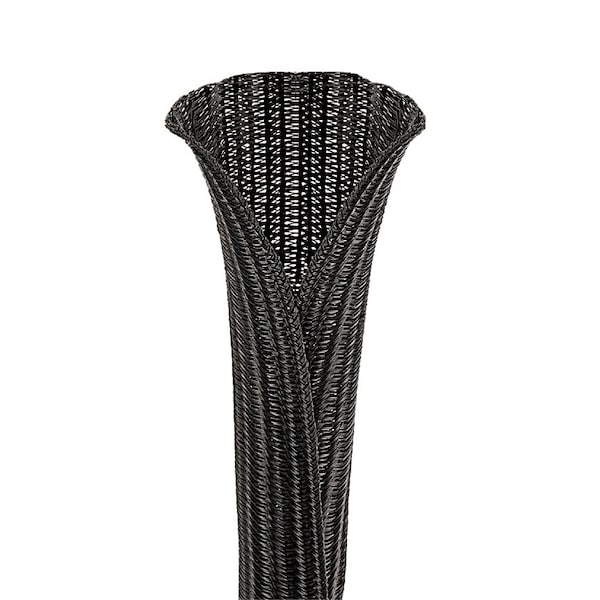 Panduit Braided Cable Sleeve, 0.38 in Inside Dia., 0.38 in Max Bundle Dia., 150 ft, Black - SE38PS-CLR0