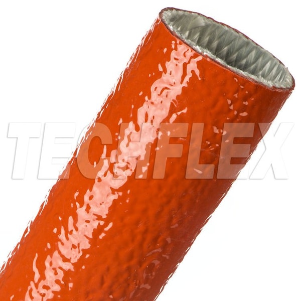 Techflex Braided Cable Sleeve, 2 in Inside Dia., 25 ft, Fiberglass, Red - FIA2.00RD