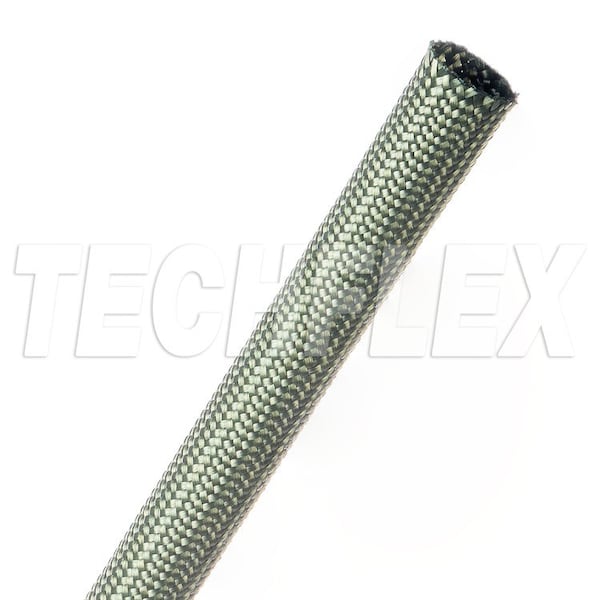 Techflex Braided Cable Sleeve, 3/8 in Inside Dia., 1/2 in Max Bundle Dia., 25 ft, Green - NXN0.38GN