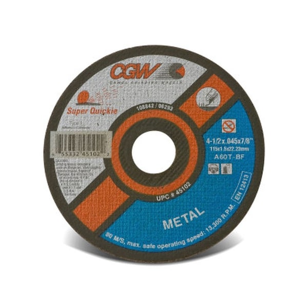 Cgw Abrasives 45106 - Disco de corte reforzado de 6 pulgadas x 0.045 pulgadas x 7/8 pulgadas, Óxido de aluminio - 45106-CGW