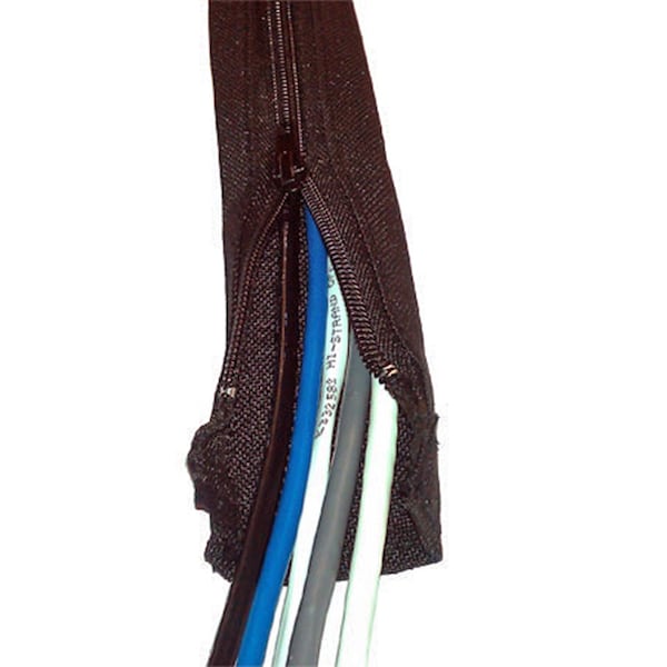 Electriduct Braided Cable Sleeve, 1-1/4 in Inside Dia., 5 ft, Polyester, Black - BS-ZIPPER-125-5-BK