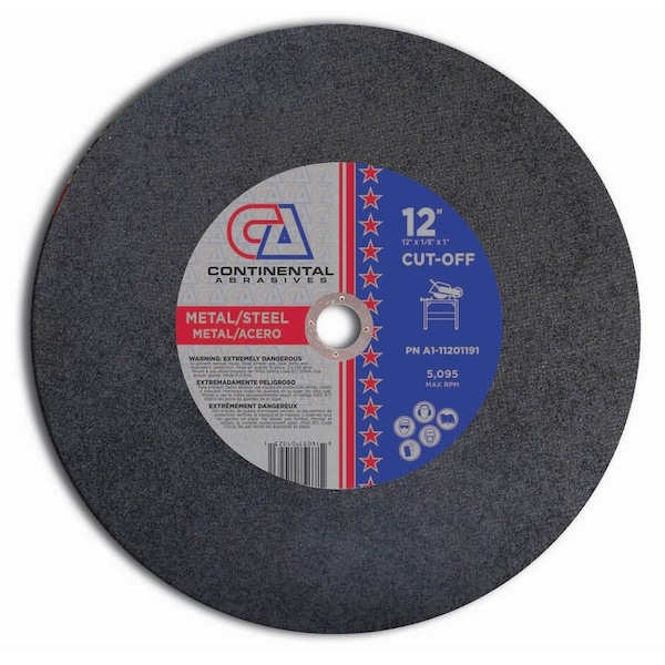 Abrasivos Continental 12" x 1/8" x 1" Sierra Estacionaria Signature o Portátil Eléctrica Doble Reforzada con Hoja Abrasiva - A1-11201191