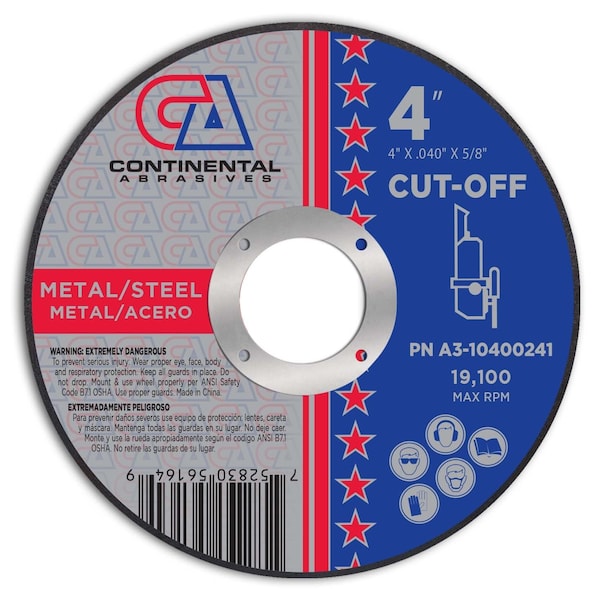 Rueda de corte delgada Premium de 4" x .040" x 5/8" Signature T1 de Continental Abrasives - A3-10400241
