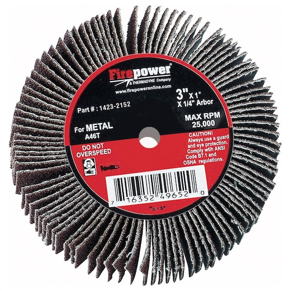 Rueda de solapa Firepower, 3"x1"x1/4", 80 granos, 1423-2152 - FPW1423-2152