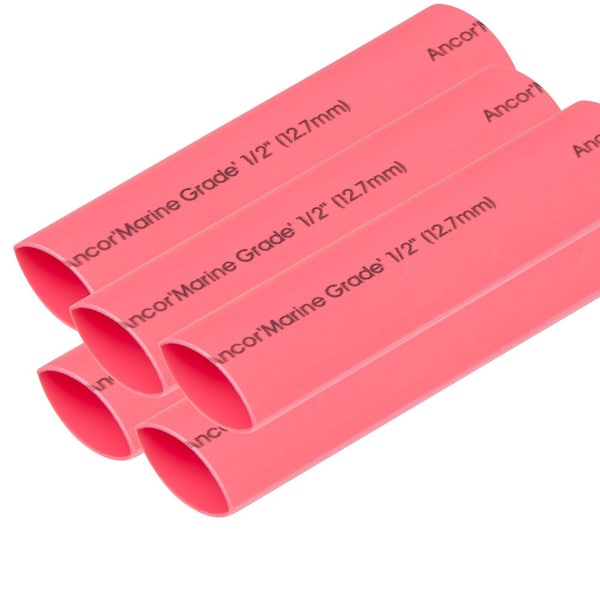 Ancor Heat Shrink Tube, 3:1 I.D. Shrink Ratio, 1/2 in, Red, 6 in - 305606