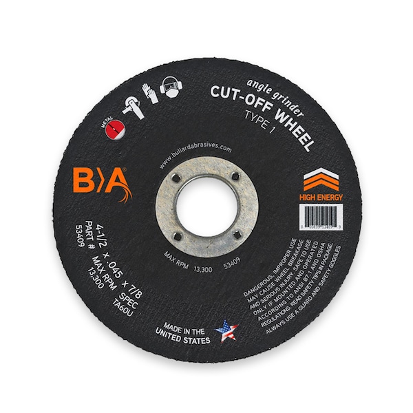 Rueda de corte abrasiva Bullard, 4-1/2 x .045 x 7/8 T1, paquete de 5 - 5321