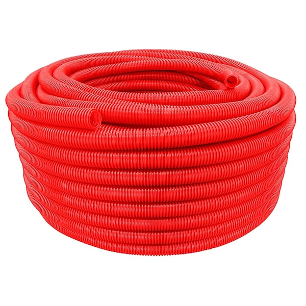 Hydromaxx 1.5 in. x 100 ft Flexible Corrugated Red HDPE Non-Split Tubing Wire Loom - RHDPENS112100