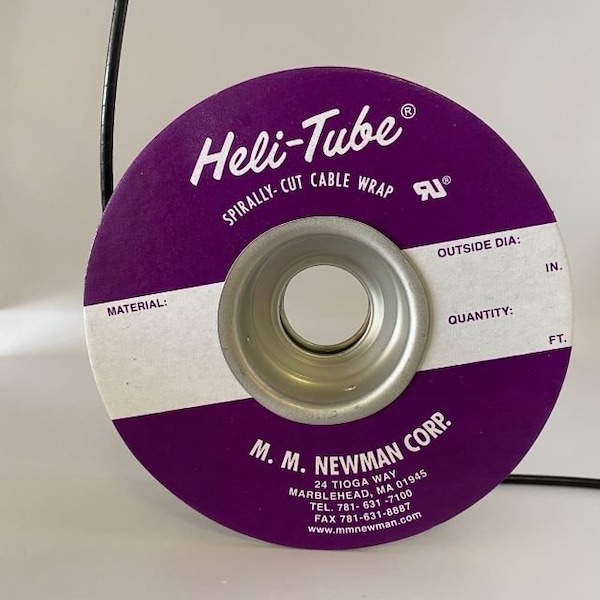 Heli-Tube Forward Cut Cable Sleeve, 0.061 in Inside Dia., 1/16 in to 1/2 in Max Bundle Dia., 100 ft, Black - HT 1/8 UR-100