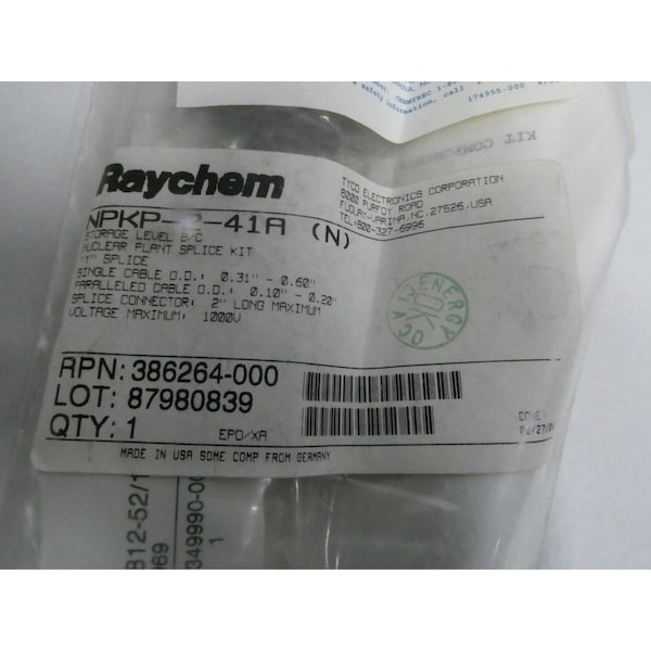 Raychem NUCLEAR PLANT SPLICE KIT WIRE SPLICE KIT & HEAT SHRINK TUBING - NPKP-2-41A (N)