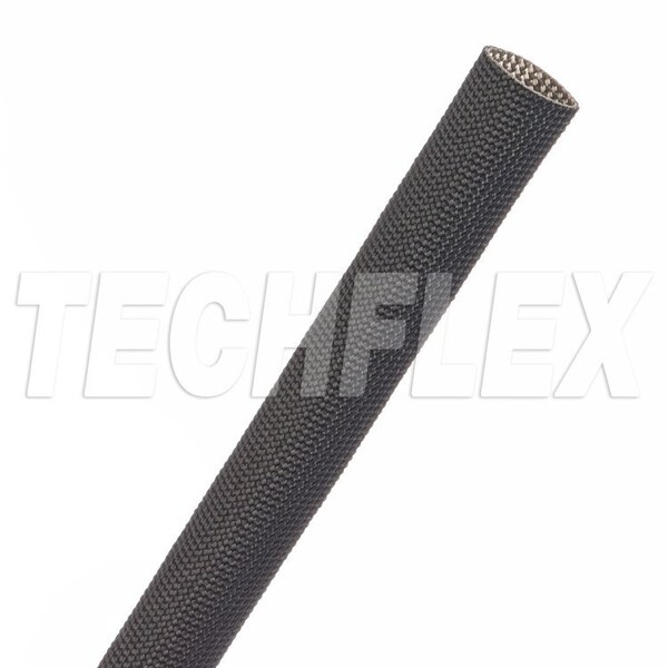 Techflex Braided Cable Sleeve, 7/16 in Inside Dia., 0.462 in Max Bundle Dia., 50 ft, Fiberglass, Black - FGL0.44BK