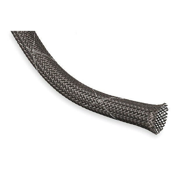 Techflex Braided Cable Sleeve, 1/8 in Inside Dia., 1/4 in Max Bundle Dia., 500 ft, Black; White - FRN0.13TB500