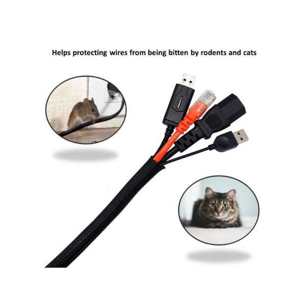 Kable Kontrol Braided Cable Sleeve, 1/4 in Inside Dia., 50 ft, Polyethylene Terephthalate, Black - BSSCE0.25-50