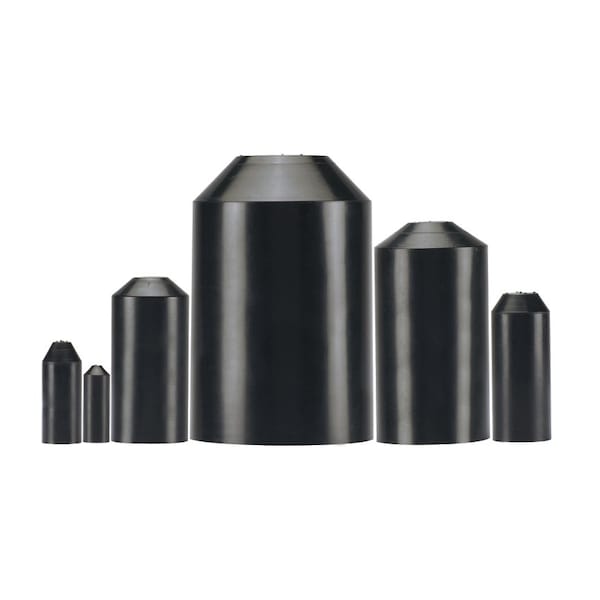 Panduit Heat Shrink End Cap, 2.5:1 I.D. Shrink Ratio, Black, 4.88 in, 5 PK - HSEC2.0-5
