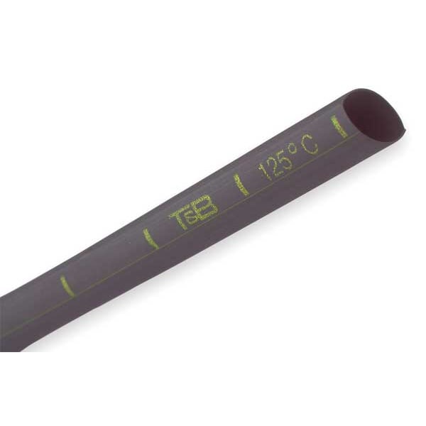 Shrink-Kon Heat Shrink Tube, Thin Wall, 2:1 I.D. Shrink Ratio, 0.38 in I.D. Before Shrinking, Black, 6 in - CPO37506