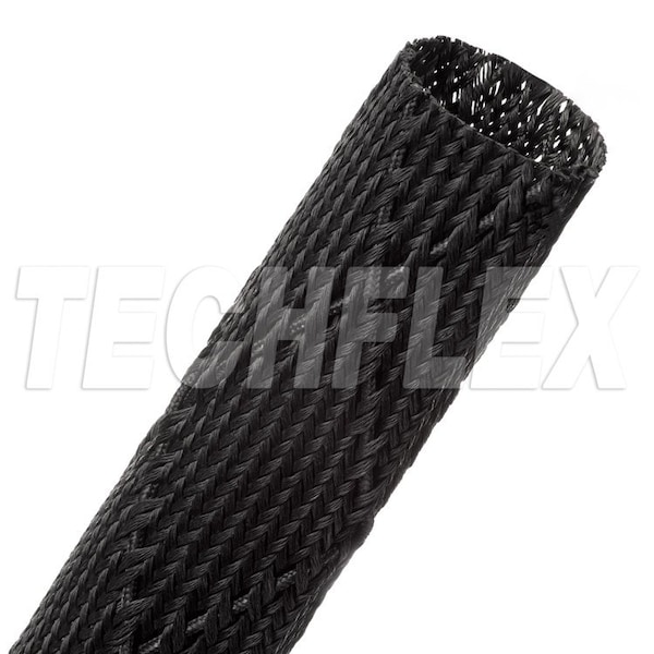 Techflex Braided Cable Sleeve, 1-3/8 in Inside Dia., 4 3/8 in Max Bundle Dia., 25 ft, Fiberglass, Black - FGS1.38BK