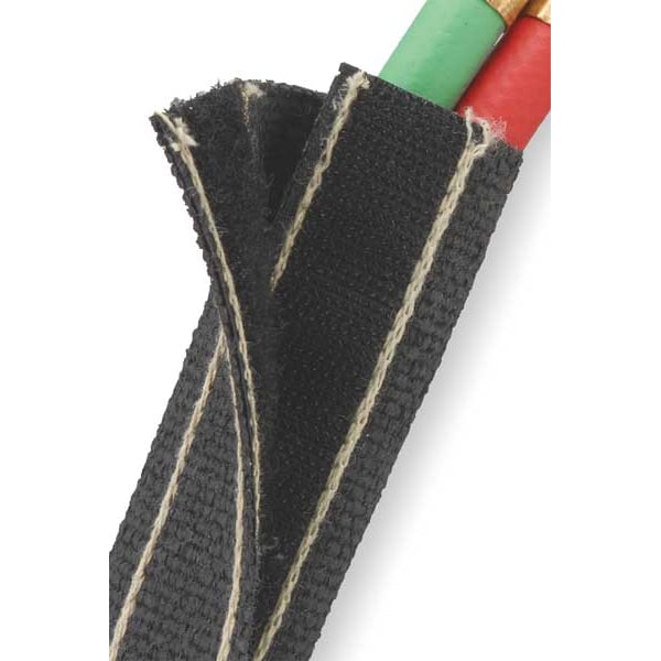 Techflex Braided Cable Wrap, 1-1/2 in Inside Dia., 1-1/2 in Max Bundle Dia., 25 ft, Fiberglass, Black - WWN1.50BK25