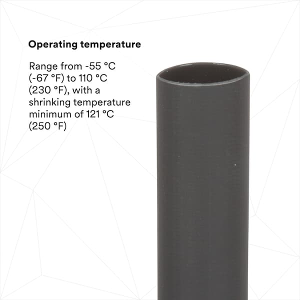 3M Adhesive Lined Heat Shrink Tube, Thin Wall, 3:1 I.D. Shrink Ratio, 0.5 in I.D. Before Shrinking - EPS300-1/2-48"-BLACK-12 PCS