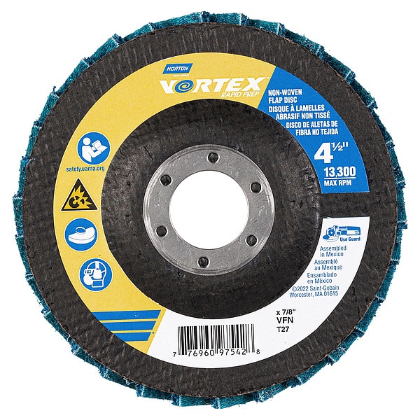 Disco de Solapa Norton Abrasives, Óxido de Aluminio, 4 1/2" de diámetro - 77696097542