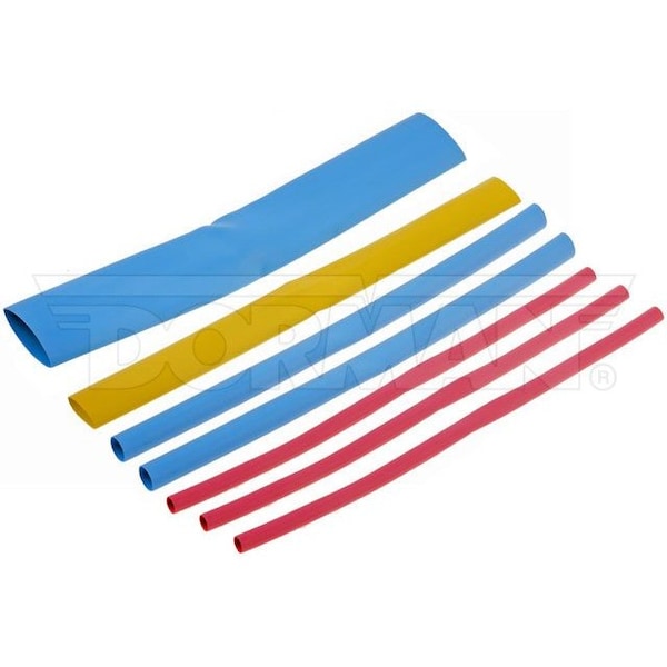 Motormite Heat Shrink Tube Assortment, 1 in, 3/8 in, 1/4 in, 1/2 in, Blue, Red, Yellow, 6 in - 85686