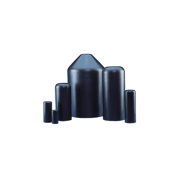 Panduit Heat Shrink End Cap, Single Wall, 2.5:1 I.D. Shrink Ratio, Black - 208631
