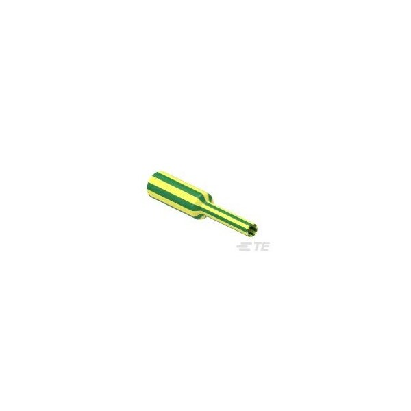 Raychem Heat Shrink Tube, Single Wall, 2:1 I.D. Shrink Ratio, Green, Yellow - 2898296001