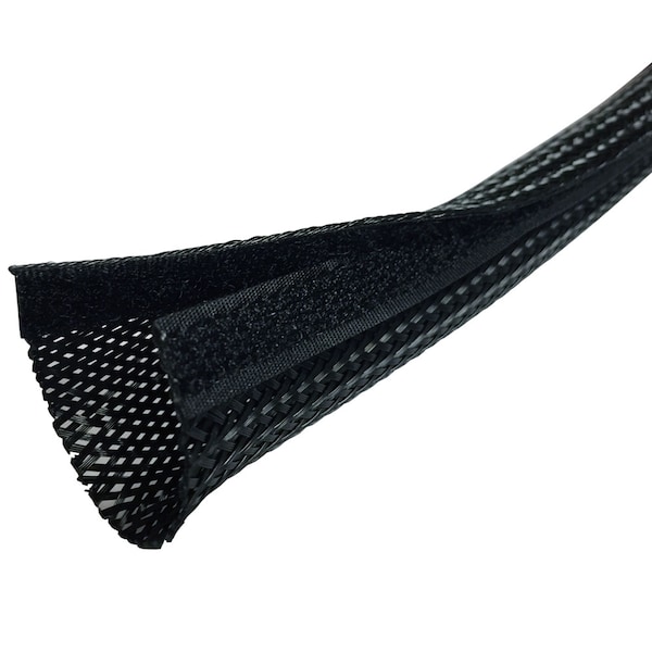 Electriduct Braided Cable Wrap, 3/4 in Inside Dia., 0.47 in Max Bundle Dia., 50 ft, Polyester, Black - BSRW-J-075-50-BK