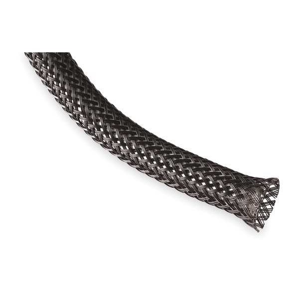 Techflex Braided Cable Sleeve, 2 in Inside Dia., 3 in Max Bundle Dia., 200 ft, Polyethylene Terephthalate - HWN2.00BK200