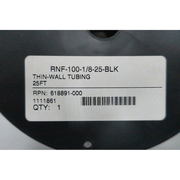Raychem Heat Shrink Tube, Single Wall, 2:1 I.D. Shrink Ratio, Black - RNF-100-1/8-25-BLK