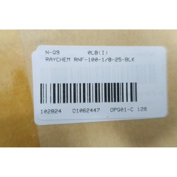 Raychem Heat Shrink Tube, Single Wall, 2:1 I.D. Shrink Ratio, Black - RNF-100-1/8-25-BLK