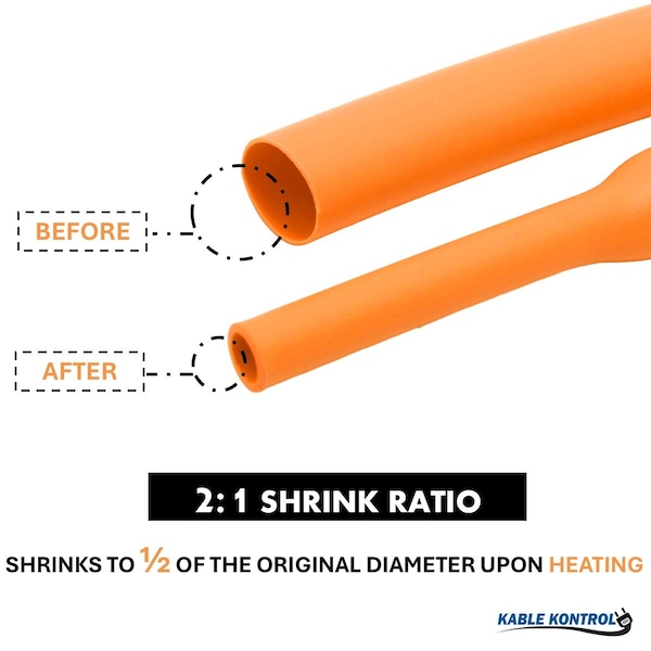 Kable Kontrol Heat Shrink Tubing, 3/4 in I.D. Before Shrinking, Orange, 200 ft. - HSTW125-21-075-200-OR