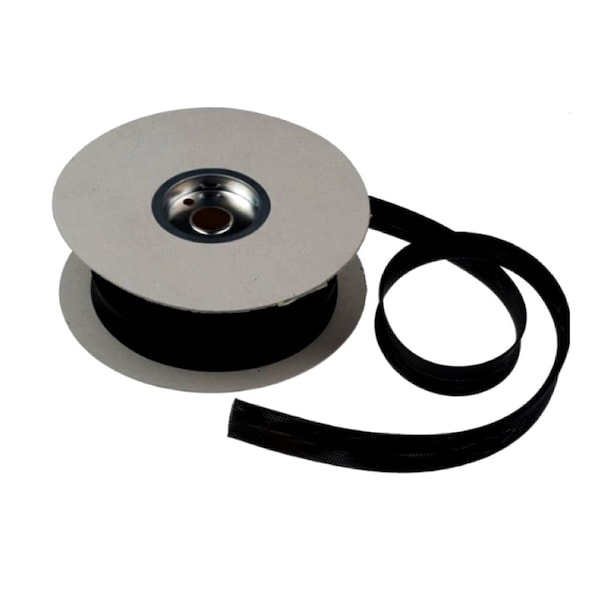 Kable Kontrol Braided Cable Sleeve, 1/4 in Inside Dia., 25 ft, Polyethylene Terephthalate, Black - FW025-25