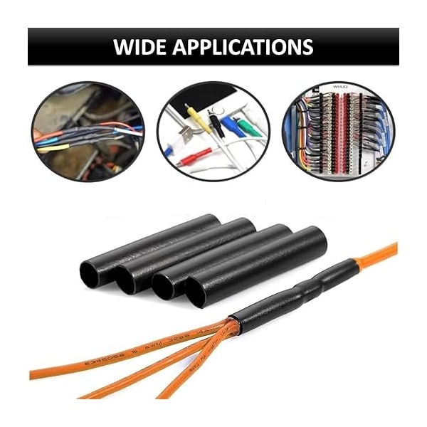 Kable Kontrol Heat Shrink Tube, Single Wall, 4:1 I.D. Shrink Ratio, Black, 4 ft - HS402