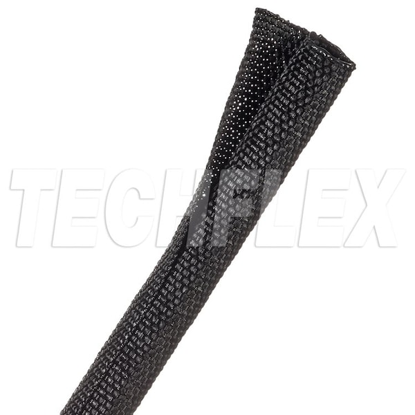 Techflex Braided Cable Sleeve, 3/8 in Inside Dia., 0.375 in Max Bundle Dia., 100 ft, Fiberglass, Black - F6W0.38BK