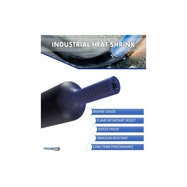 Kable Kontrol Adhesive Lined Heat Shrink Tube, Dual Wall, 3:1 I.D. Shrink Ratio, Black, 50 ft - HSDW-31-1.25-50-BK