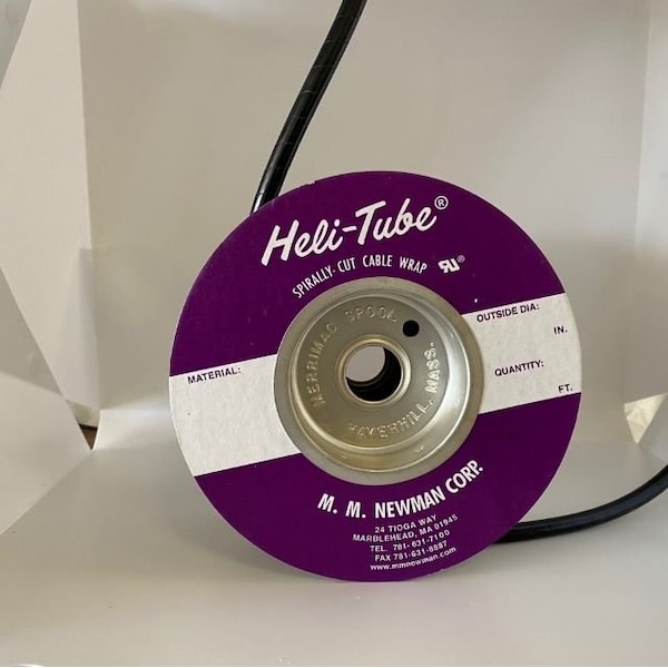 Heli-Tube Forward Cut Cable Sleeve, 0.271 in Inside Dia., 3/8 in to 4 in Max Bundle Dia., 50 ft, Black - HT 3/8 UR-50