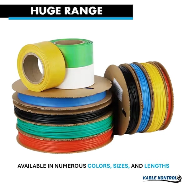 Kable Kontrol 2:1 Polyolefin Heat Shrink Tubing, 1/8in ID, 100ft L, Yellow / Green - HS355-S100-YG