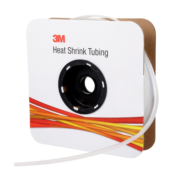 3M Heat Shrink Tube, Thin Wall, 2:1 I.D. Shrink Ratio, 0.5 in I.D. Before Shrinking, Clear, 100 ft - FP301-1/2-100'-CLEAR-SPOOL