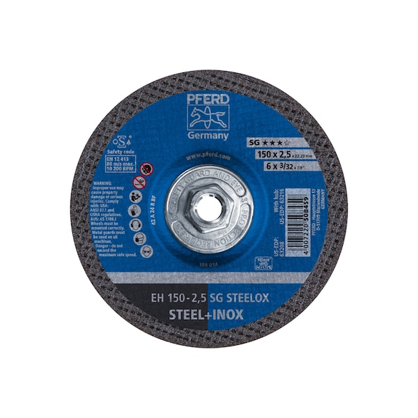 Rueda de corte Pferd de 6" x 3/32", rosca 5/8-11 - SG STEELOX - Tipo 27 - 63216