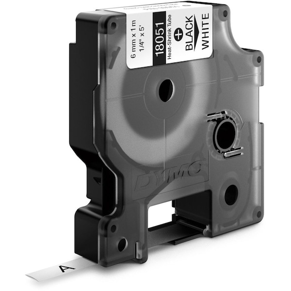 Dymo Heat Shrink Label, 3:1 I.D. Shrink Ratio, 1/4 in, White - 18051