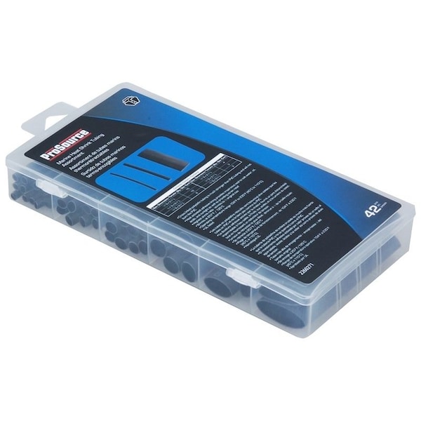 Prosource Heat Shrink Tube Assortment, 1/8 in, 3/16 in, 1/4 in, 3/8 in, 1/2 in, 3/4 in, Black, 3-1/2 in - 60235