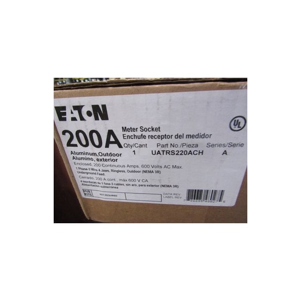 Eaton Meter Sockets 200A 600V NEMA 3R - UATRS220ACH