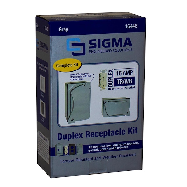 Sigma Engineered Solutions Receptacle Kit, 1 Gang, Die-Cast Metal - 16446