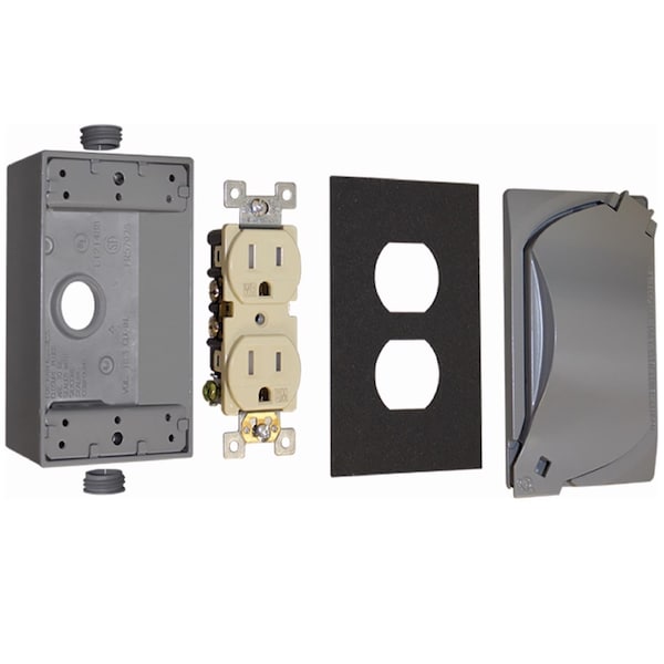Sigma Engineered Solutions Receptacle Kit, 1 Gang, Die-Cast Metal - 16446