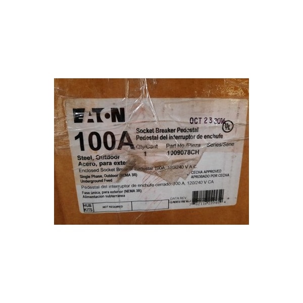 Eaton Meter Sockets Meter Main Brker 100A 240V 50/60Hz 1Ph 3Wire 4Jaws  NEMA 3R - 1009078CH