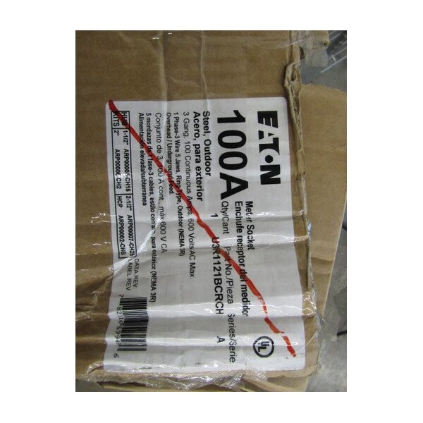 Eaton Meter Sockets Ring-Type 100A 600V 1Ph 3 Positions 3Wire 5Jaws  Residential - U3R1121BCRCH