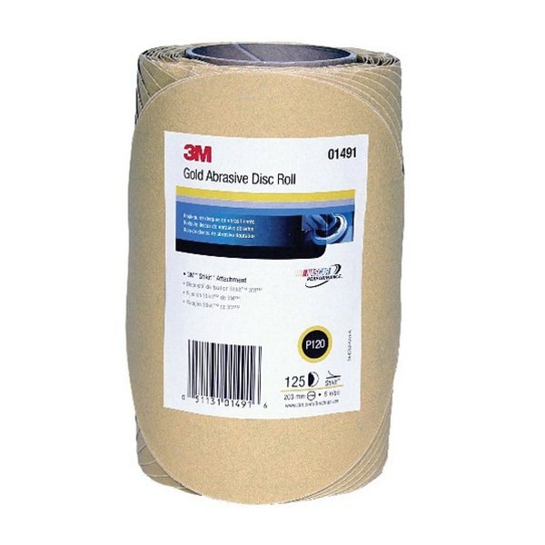 3M Stikit Gold Disc Roll, 01491, 8 pulgadas, P120A, 125PK - 7000118772