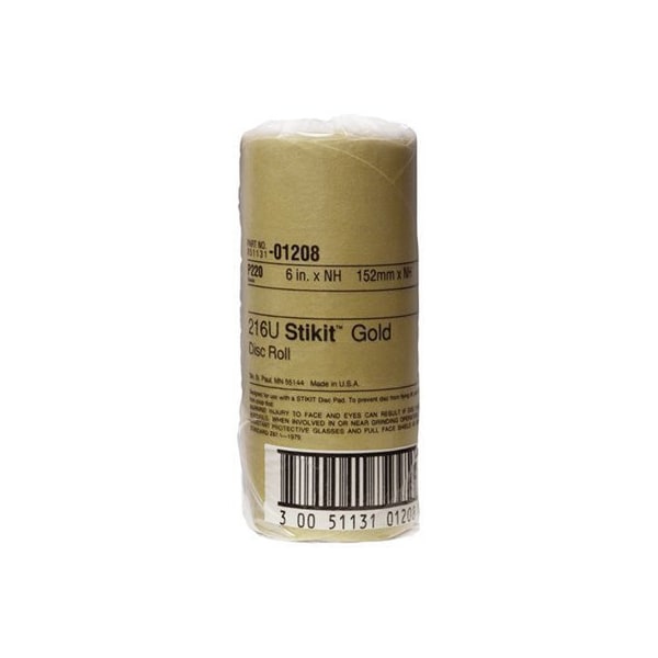 Rollo de Discos Stikit Gold de 3M, 01208, 6 pulgadas, P220A5, paquete de 75 - 7000119706.
